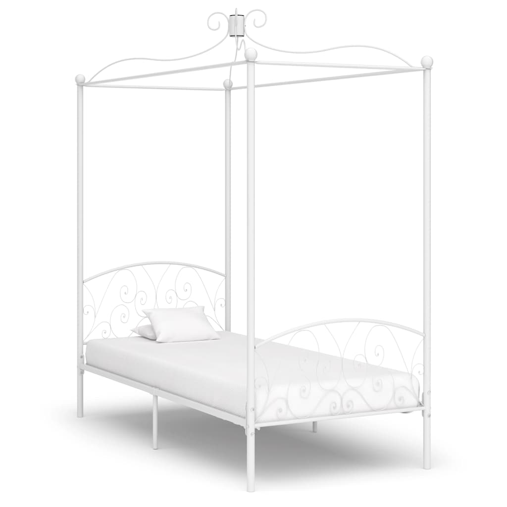 Canopy Bed Frame without Mattress Metal White 100 x 200 cm