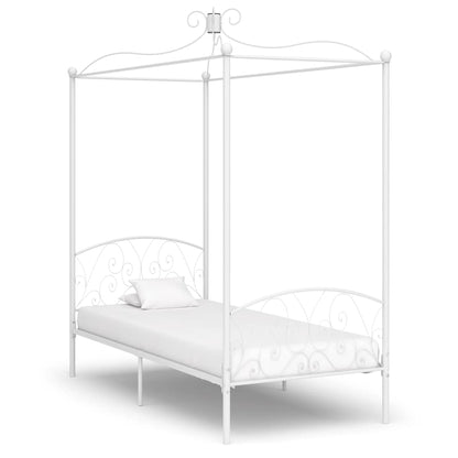 Canopy Bed Frame without Mattress Metal White 100 x 200 cm