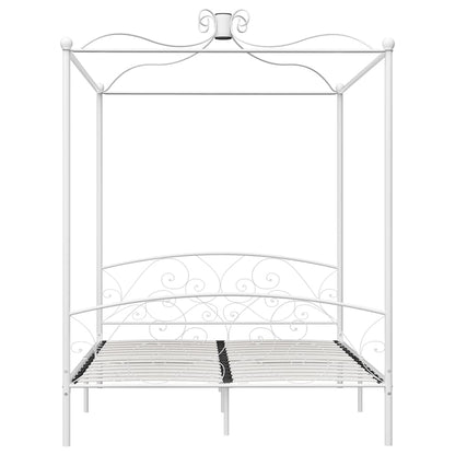 Canopy Bed Frame without Mattress Metal White 180 x 200 cm