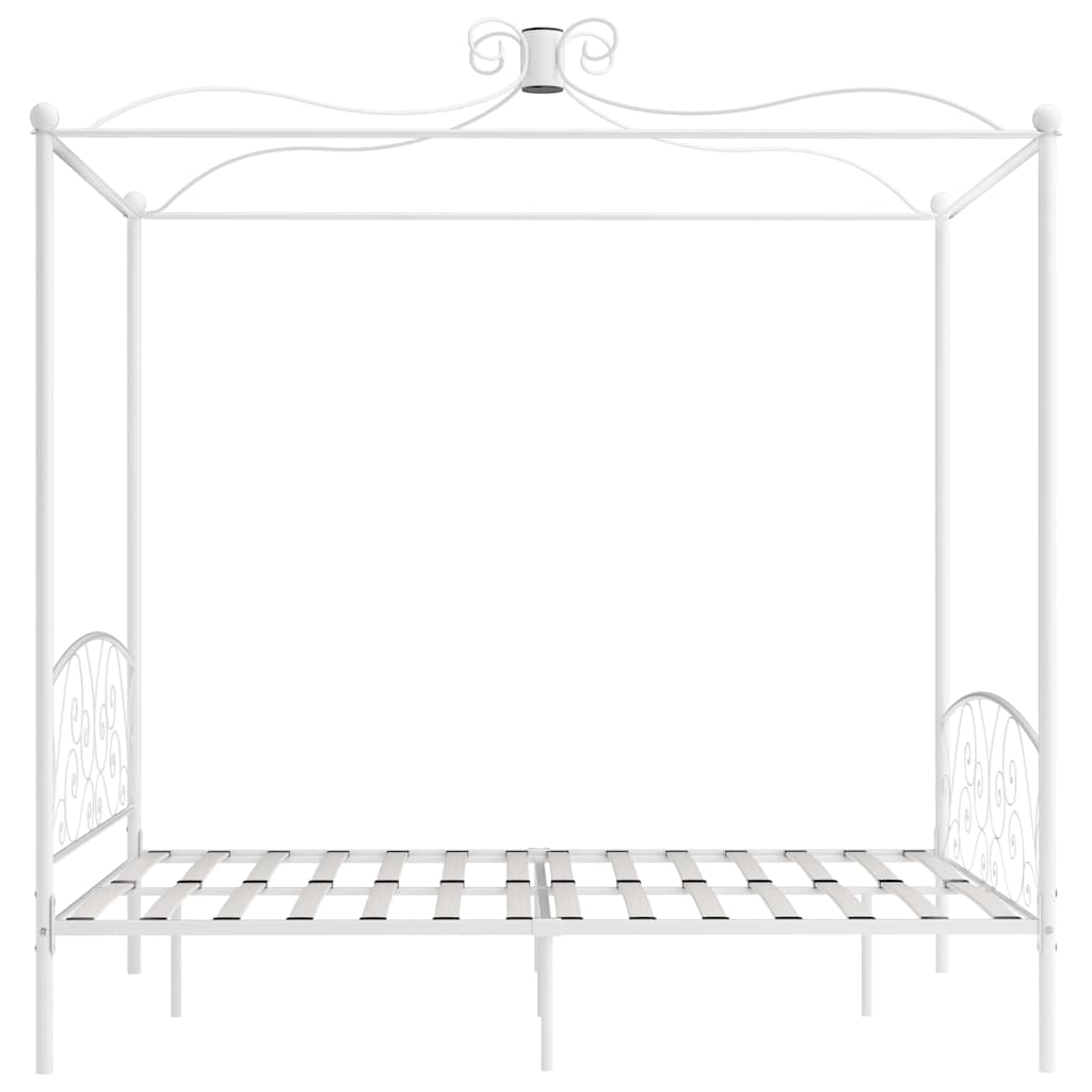 vidaXL Canopy Bed Frame without Mattress White Metal 180x200 cm 4