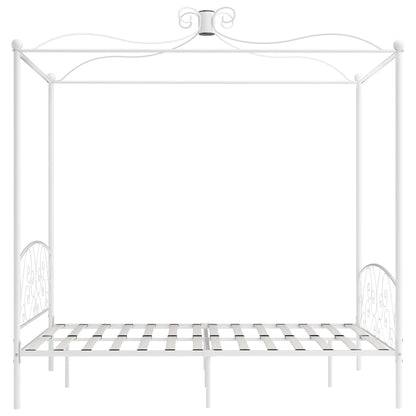 Canopy Bed Frame without Mattress Metal White 180 x 200 cm