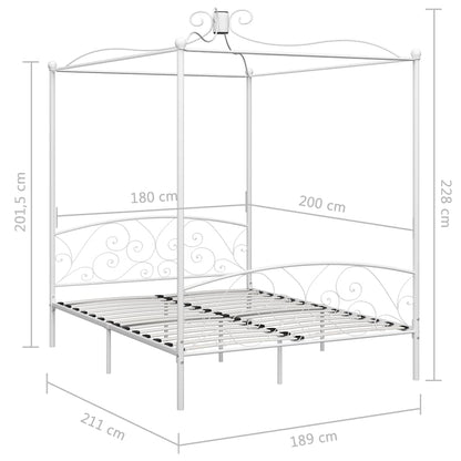 vidaXL Canopy Bed Frame without Mattress White Metal 180x200 cm 6