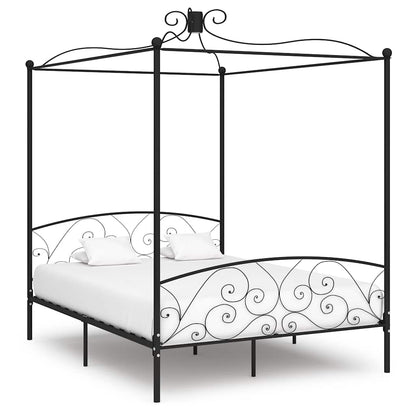 vidaXL Canopy Bed Frame without Mattress Black Metal 180x200 cm Super King 1