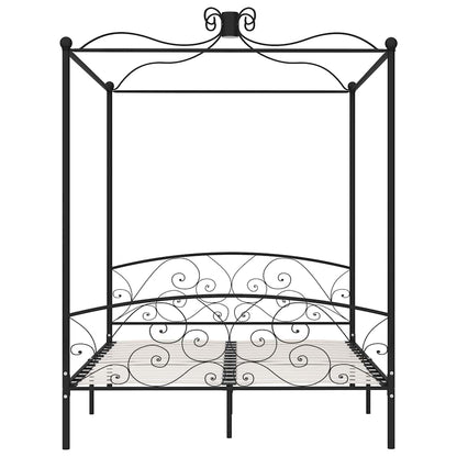 vidaXL Canopy Bed Frame without Mattress Black Metal 180x200 cm Super King 3