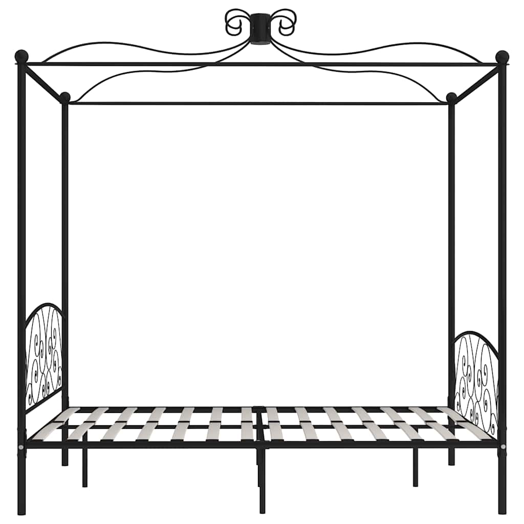 vidaXL Canopy Bed Frame without Mattress Black Metal 180x200 cm Super King 4