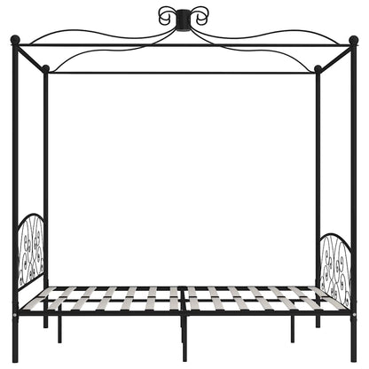 Canopy Bed Frame without Mattress Metal Black 180 x 200 cm