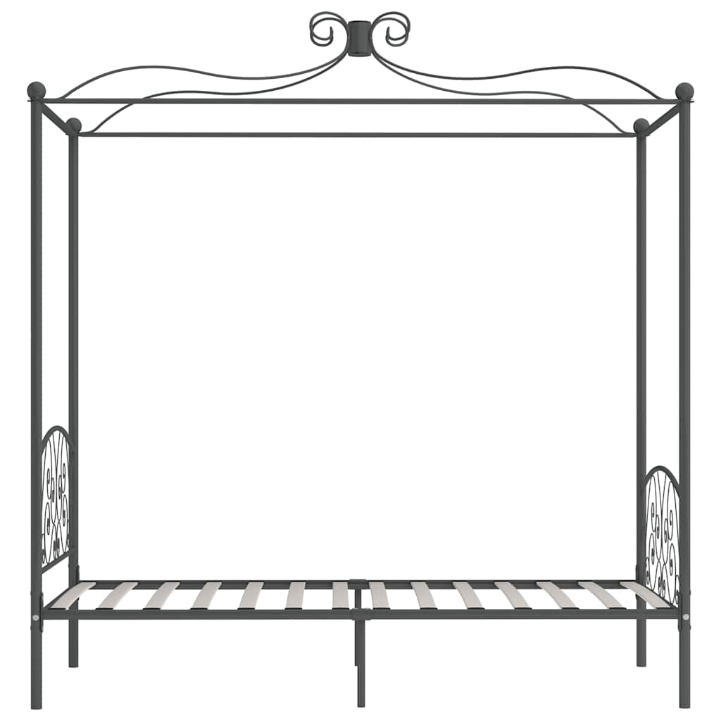 Canopy Bed Frame without Mattress Metal Grey 90 x 200 cm