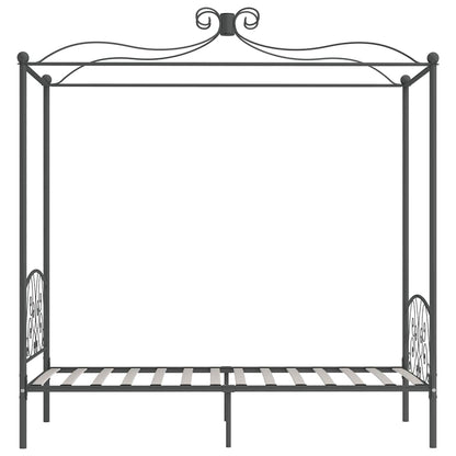 Canopy Bed Frame without Mattress Metal Grey 90 x 200 cm