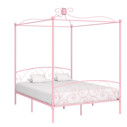 vidaXL Canopy Bed Frame without Mattress Pink Metal 180x200 cm 1