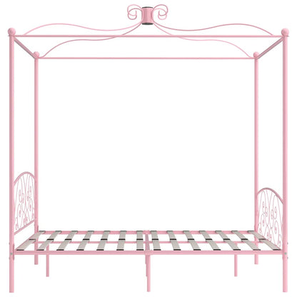 Canopy Bed Frame without Mattress Metal Pink 180 x 200 cm