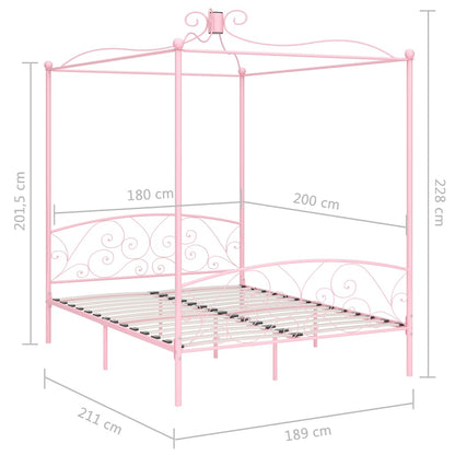 vidaXL Canopy Bed Frame without Mattress Pink Metal 180x200 cm 6