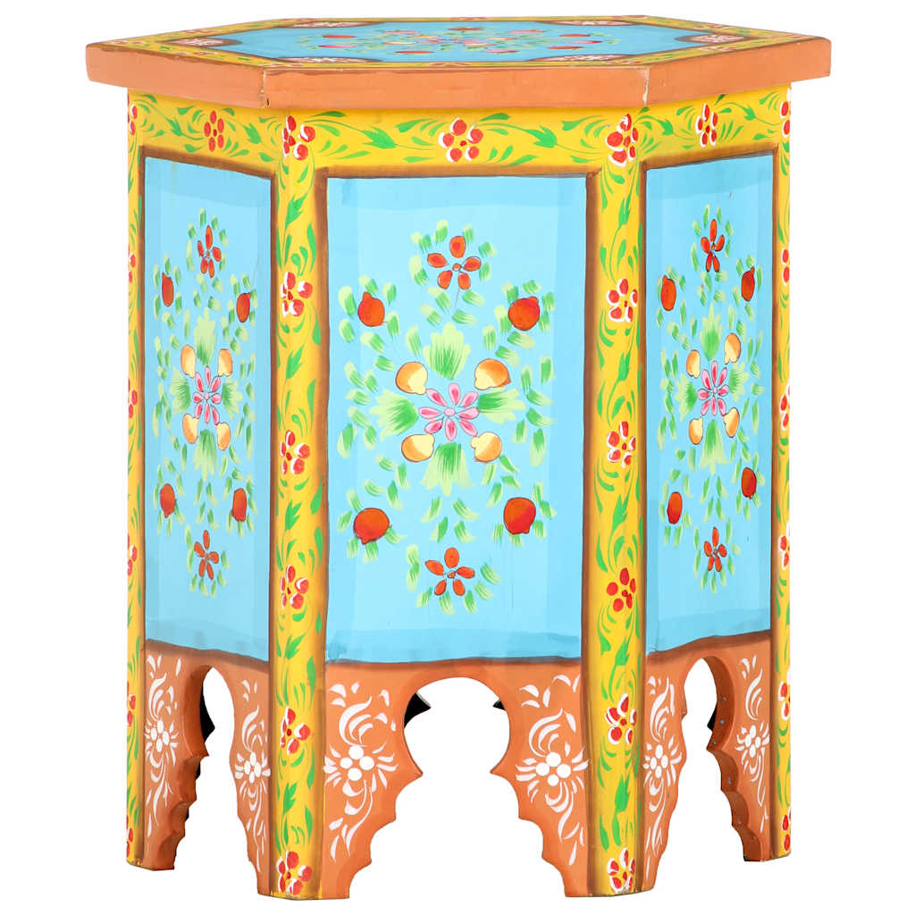 vidaXL Hand-painted Side Table Multicolour 38x33x42 cm Solid Mango Wood 1