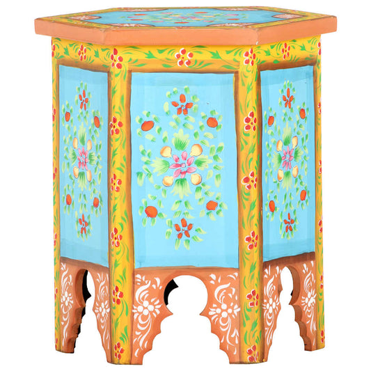 vidaXL Hand-painted Side Table Multicolour 38x33x42 cm Solid Mango Wood 2