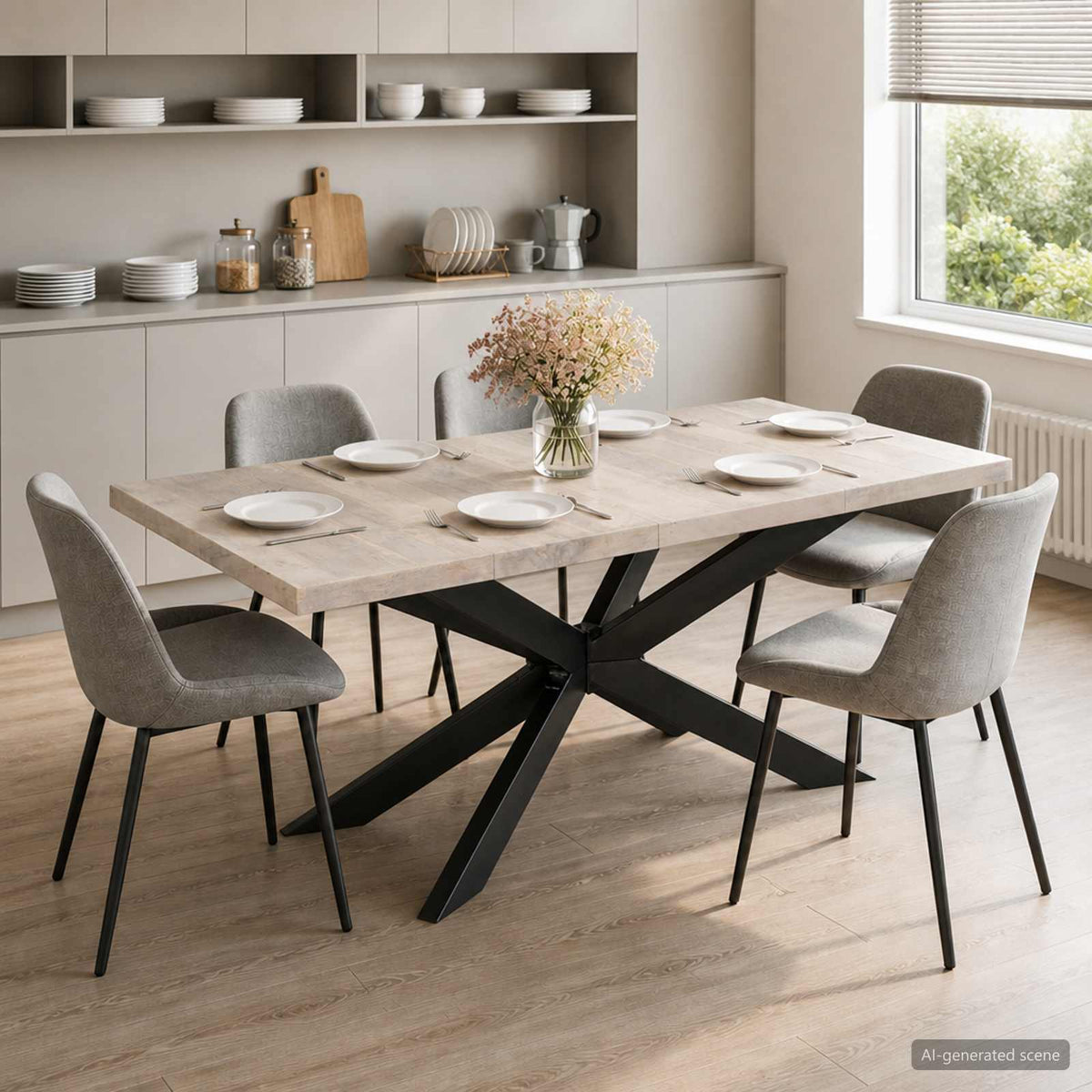 285964 vidaXL Dining Table 180x90x76 cm Solid Bleached Mango Wood 1