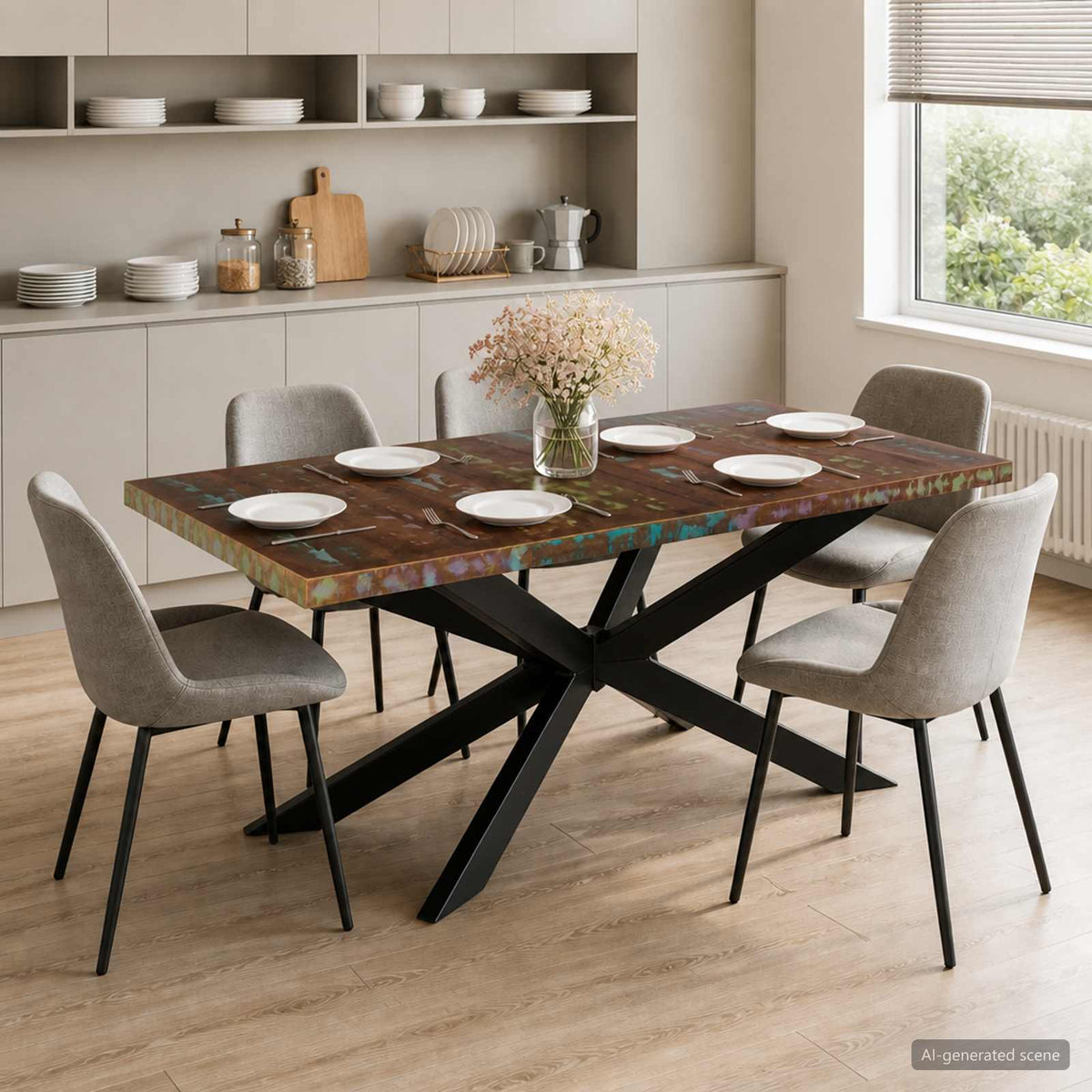 Dining Table 180x90x76 cm Solid Reclaimed Wood Multicolour
