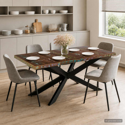 Dining Table 180x90x76 cm Solid Reclaimed Wood Multicolour
