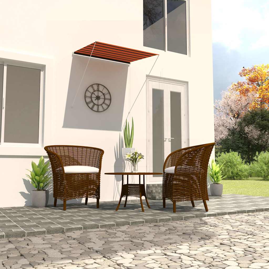 Retractable Awning 150 x 150 cm Orange and brown