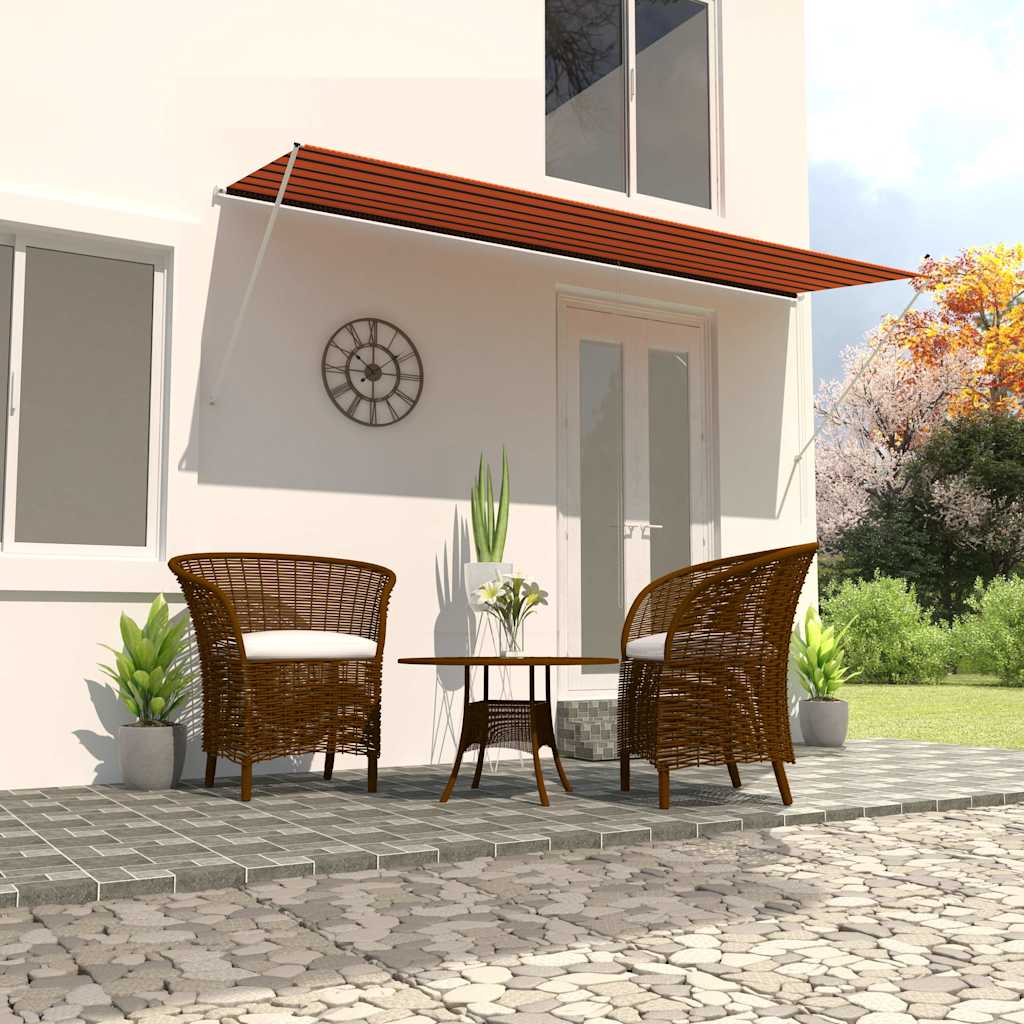 Retractable Awning 400 x 150 cm Orange and brown