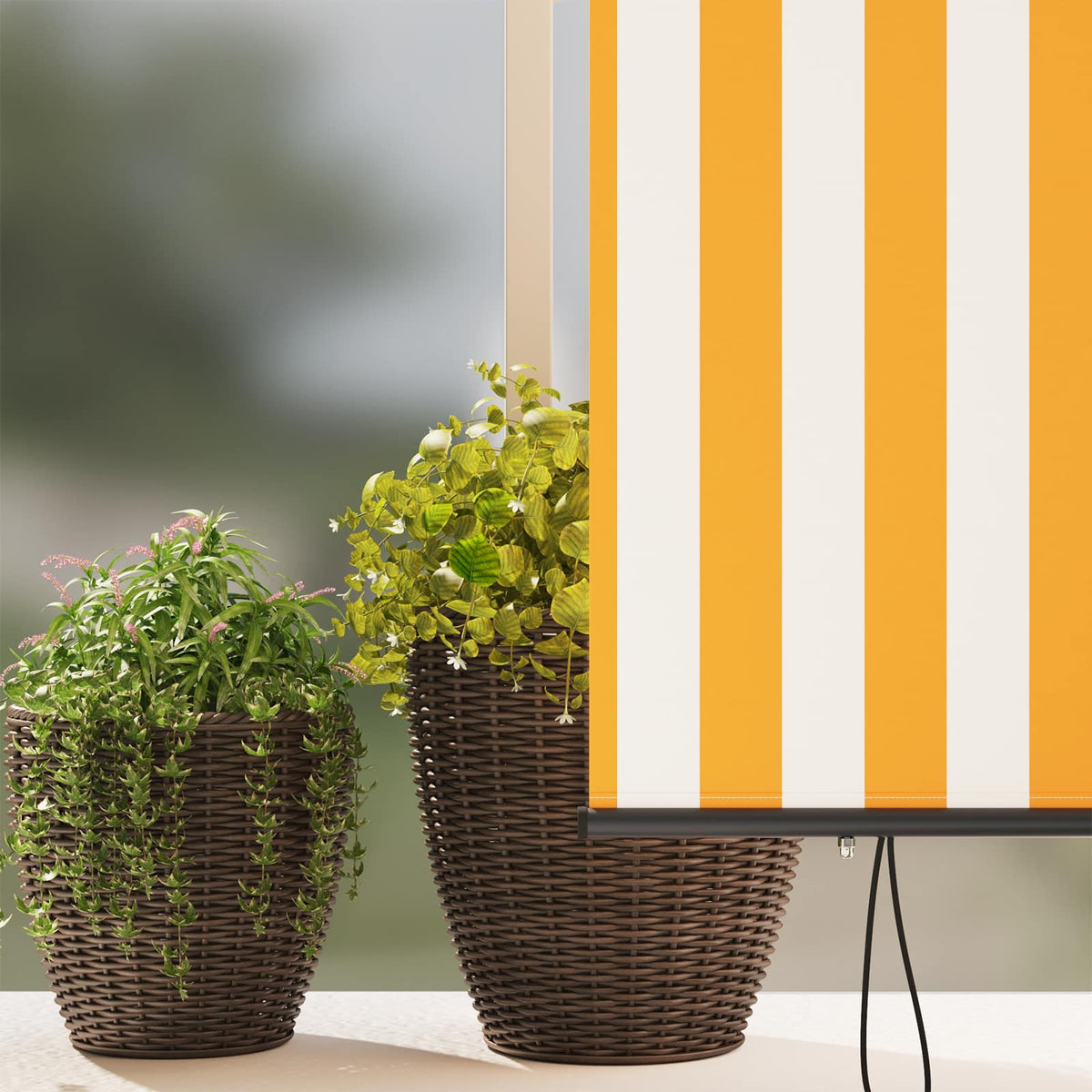 Outdoor Roller Blind 160 x 250 cm Orange and white
