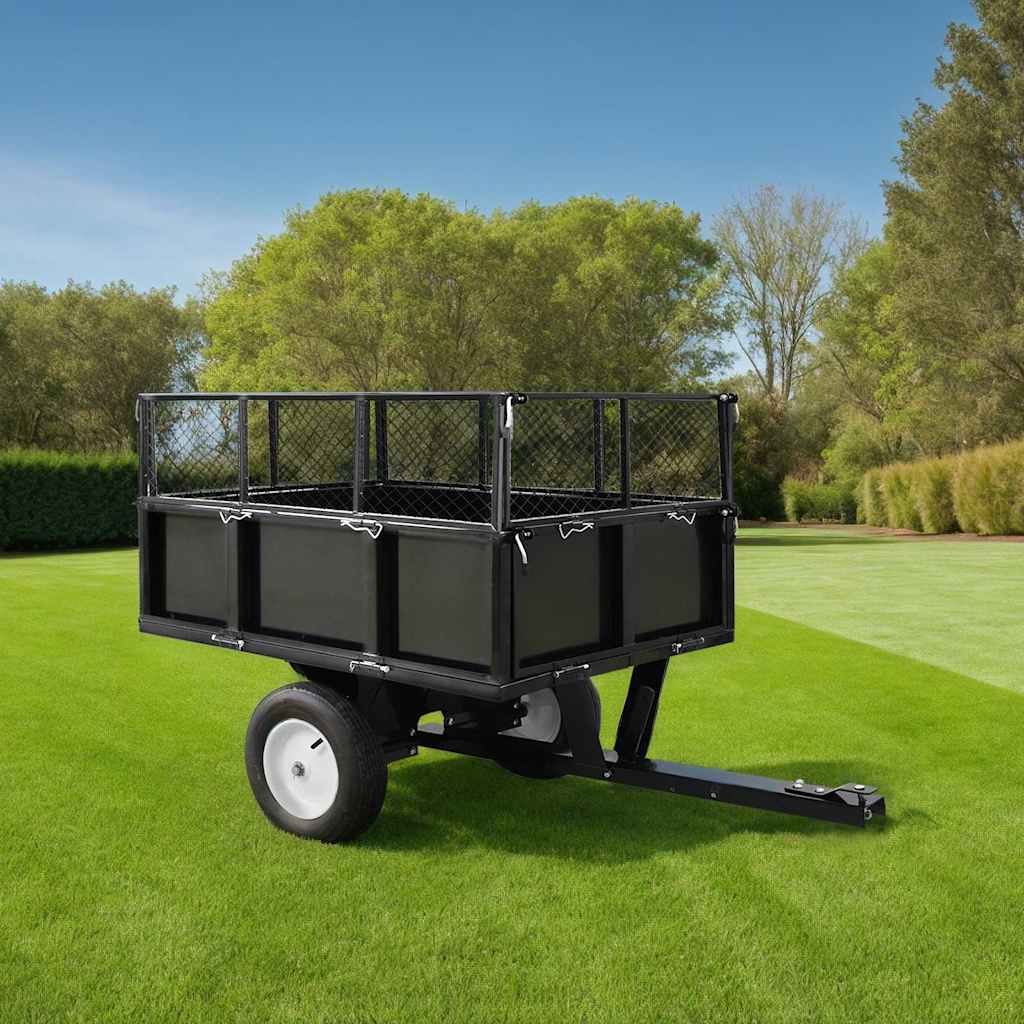 vidaXL Tipping Trailer | Black | Steel | Large | Detachable | Tipping Trailer 1