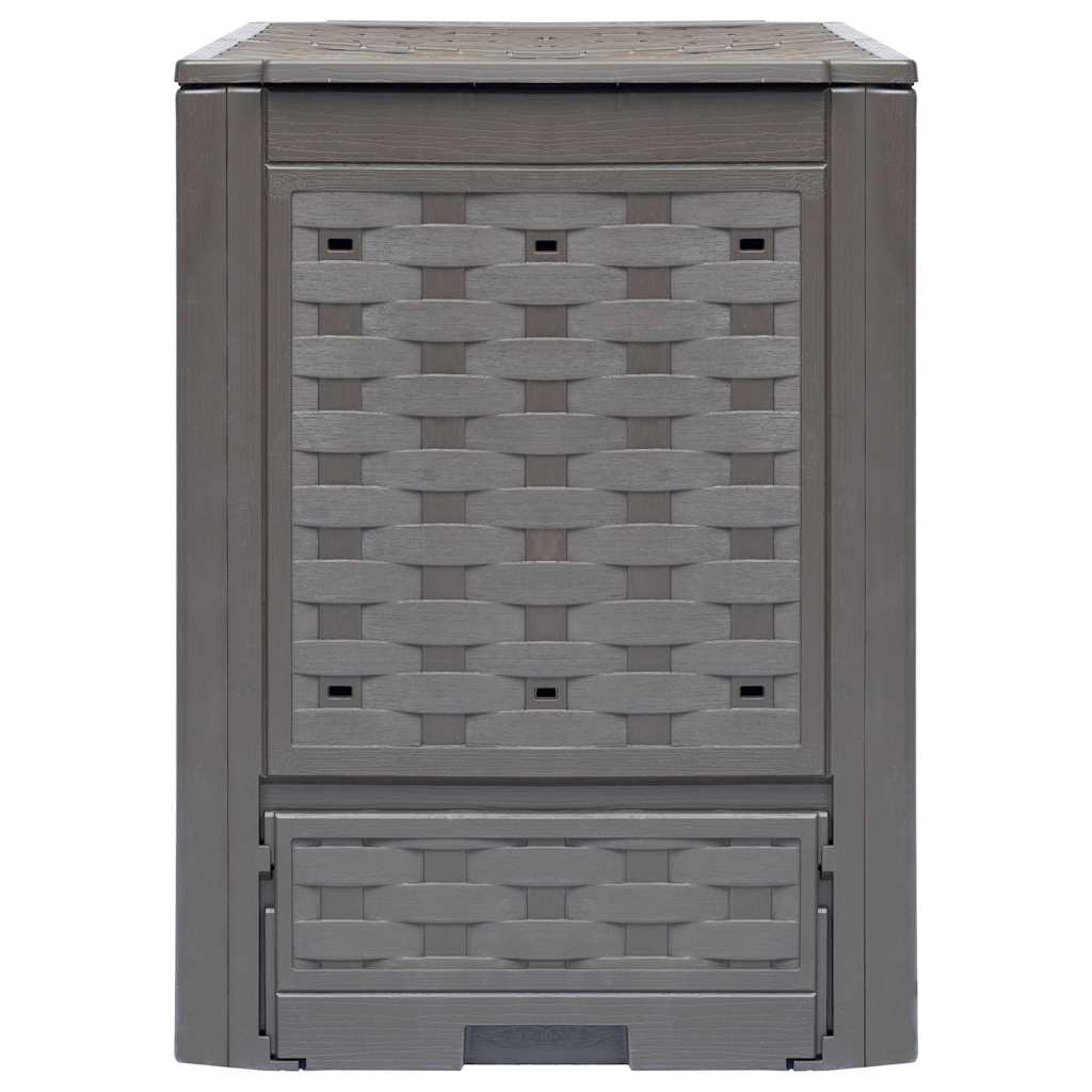 vidaXL Garden Composters 3 pcs Brown 60x60x83 cm 900 L Plastic Rattan 2