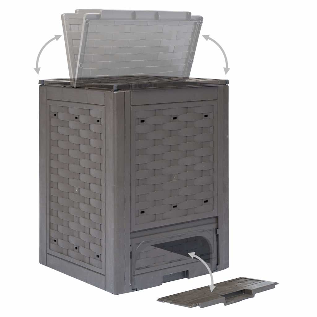 vidaXL Garden Composters 3 pcs Brown 60x60x83 cm 900 L Plastic Rattan 4