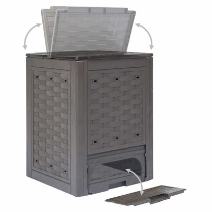 vidaXL Garden Composters 3 pcs Brown 60x60x83 cm 900 L Plastic Rattan 4
