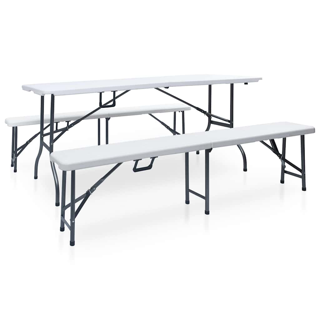 vidaXL Garden Dining Set | White and black | Steel with powder coat, HDPE 1