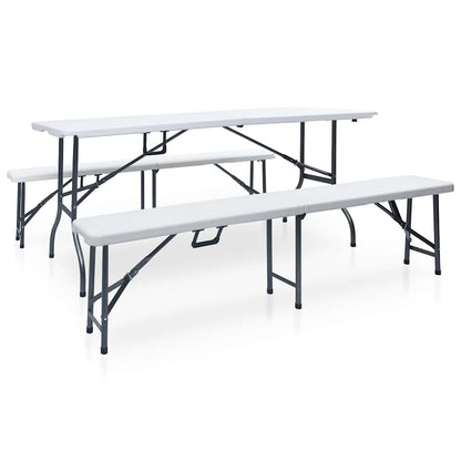 vidaXL Garden Dining Set | White and black | Steel with powder coat, HDPE 1
