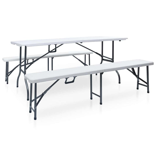 vidaXL Garden Dining Set | White and black | Steel with powder coat, HDPE 1