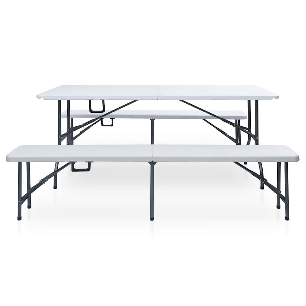 vidaXL Garden Dining Set | White and black | Steel with powder coat, HDPE 2