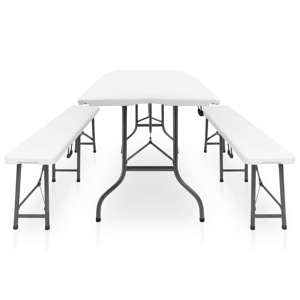 vidaXL Garden Dining Set | White and black | Steel with powder coat, HDPE 3