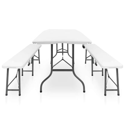 vidaXL Garden Dining Set | White and black | Steel with powder coat, HDPE 3