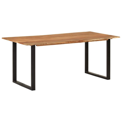 Dining Table Solid Acacia Wood Black 180 x 90 x 76 cm