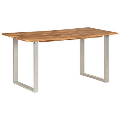 Dining Table Solid Acacia Wood Silver 154 x 80 x 76 cm