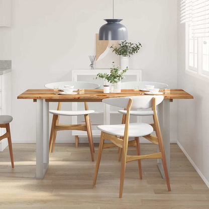Dining Table Solid Acacia Wood Silver 154 x 80 x 76 cm