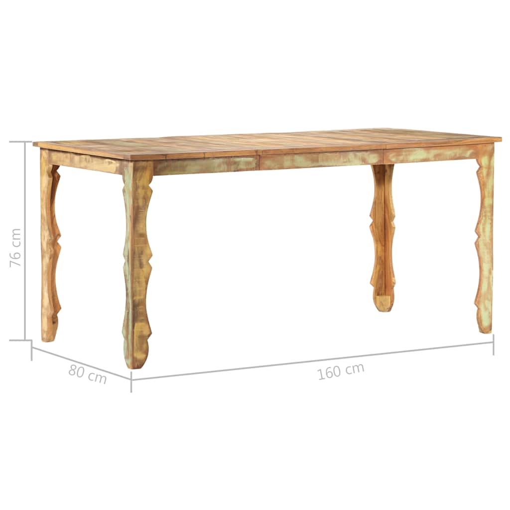 286490 vidaXL Dining Table 160x80x76 cm Solid Reclaimed Wood 4