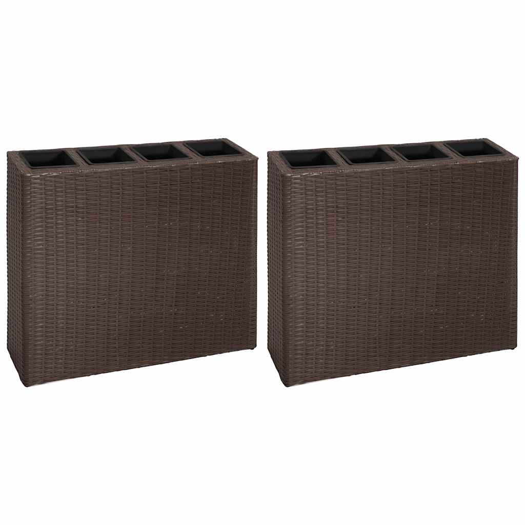 Garden Raised Bed with Pots Poly Rattan 8