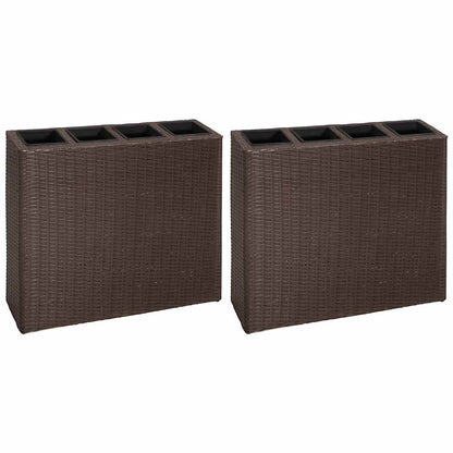 Garden Raised Bed with Pots Poly Rattan 8