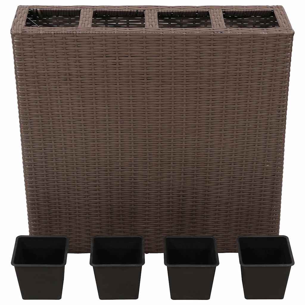 Garden Raised Bed with Pots Poly Rattan 8