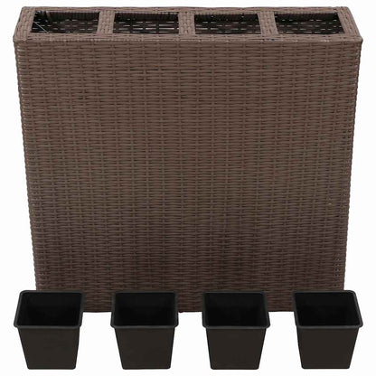 Garden Raised Bed with Pots Poly Rattan 8