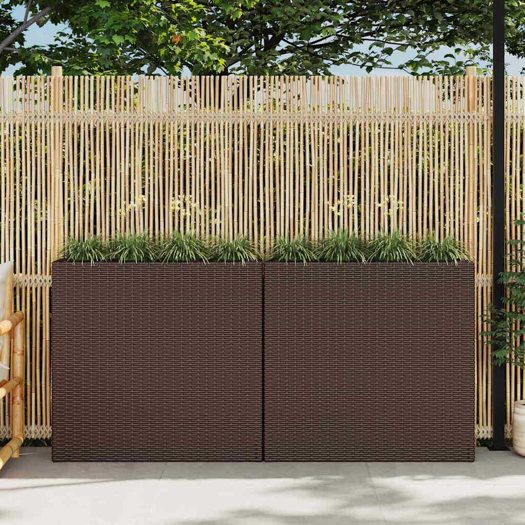 Garden Raised Bed with Pots Poly Rattan 8