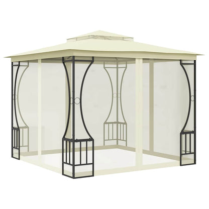 vidaXL Gazebo with Nets 300x300x265 cm Cream 2