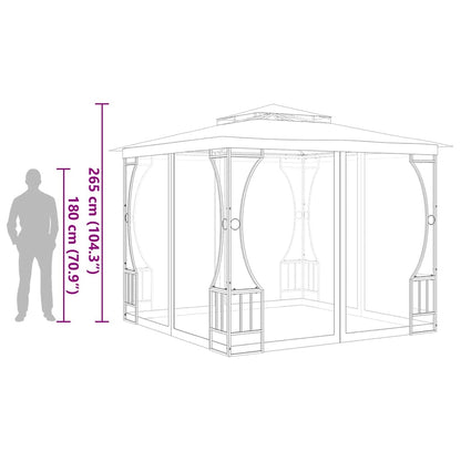 vidaXL Gazebo with Nets 300x300x265 cm Cream 6