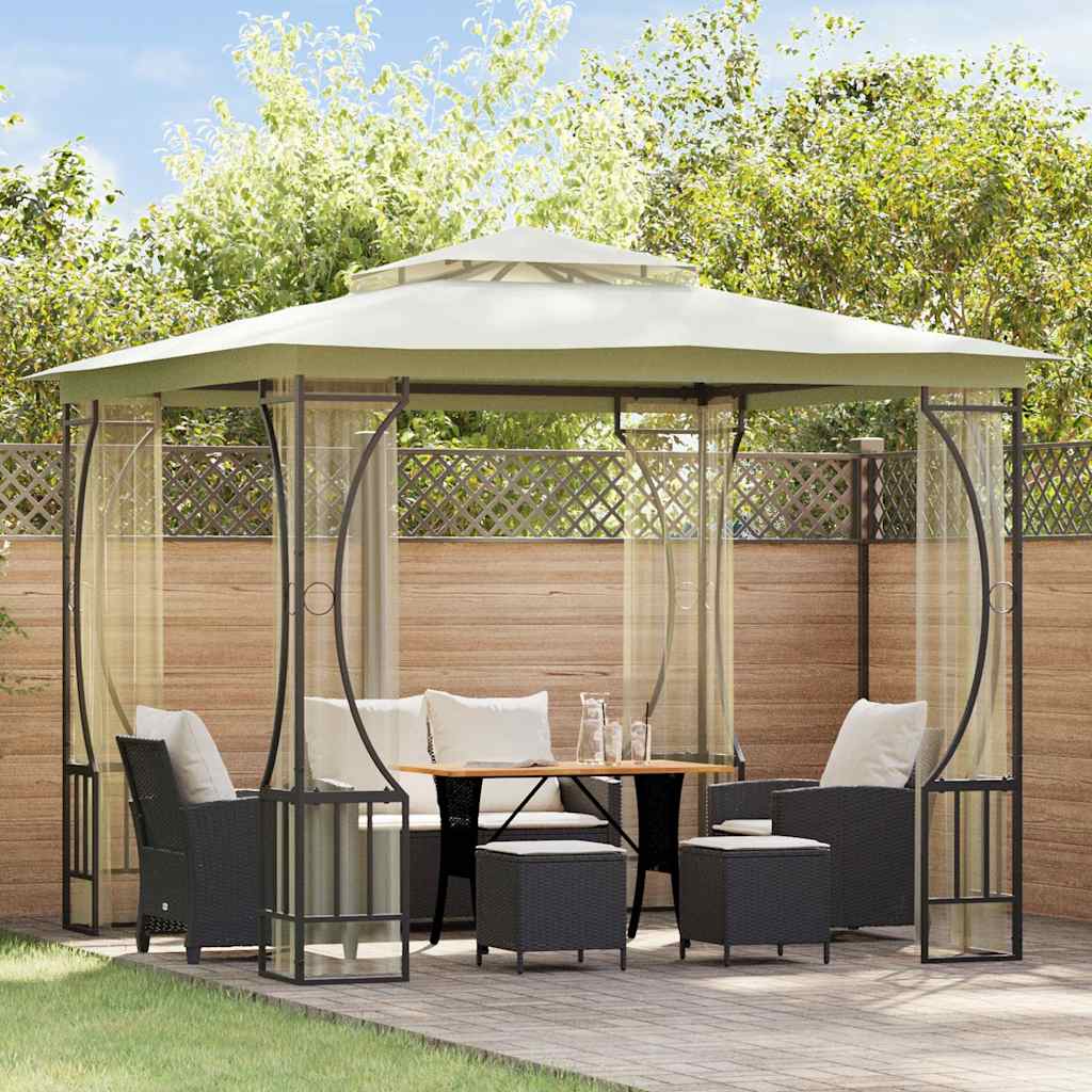 vidaXL Gazebo with Nets 300x300x265 cm Cream 1