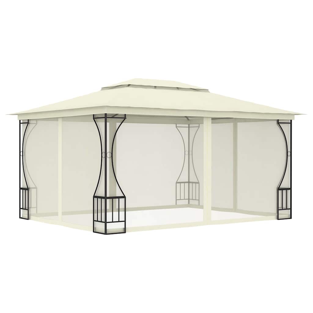 vidaXL Gazebo with Nets 300x400x265 cm Cream 2