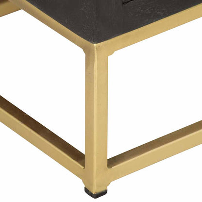 vidaXL Drawer Cabinet Black and Gold 45x30x105 cm Solid Mango Wood 5