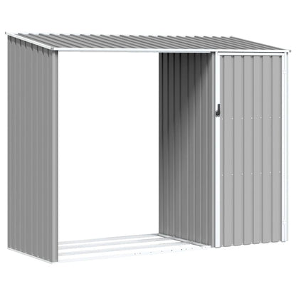 Garden Firewood Shed 245x98x159 cm Galvanised Steel Grey