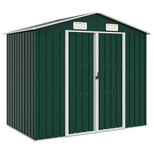 vidaXL Garden Shed Green 205x129x183 cm Galvanised Steel 1