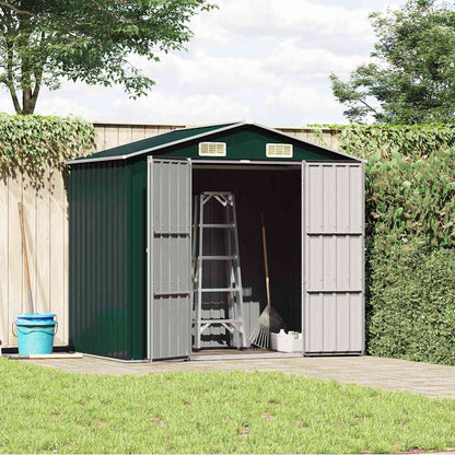 vidaXL Garden Shed Green 205x129x183 cm Galvanised Steel 2